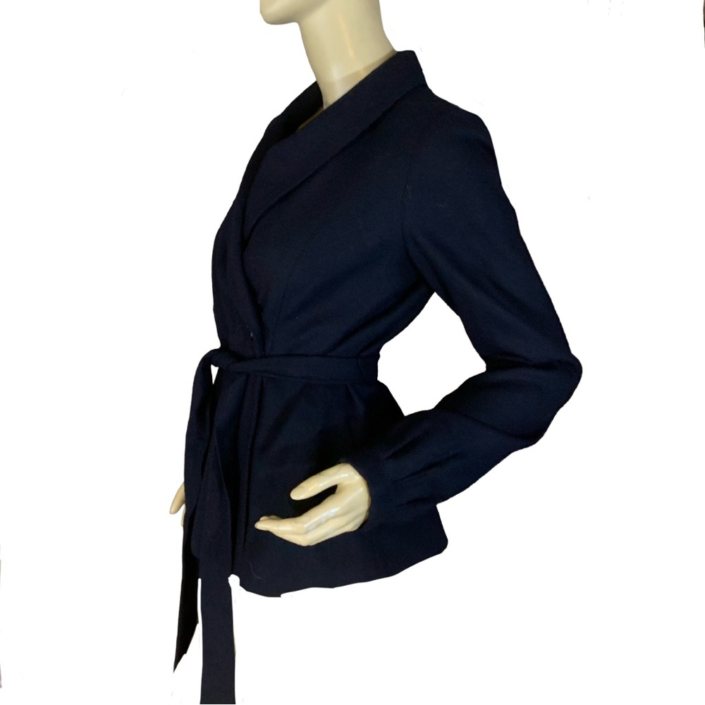 LIQUID NAVY BLUE WOOL BELTED BLAZER (2) - Picture 5 of 13